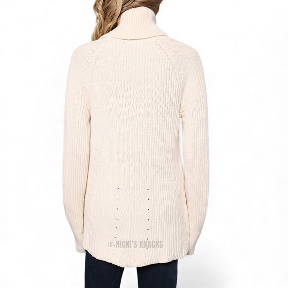 Banana Republic Italian Yarn Merino Wool Turtleneck Sweater Cream Size M - Picture 5 of 10